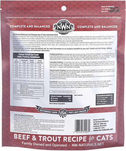 Freeze-Dried Beef & Trout Cat & Kitten Food, Bite-Sized Nibbles, Healthy, Limited, Human-Grade Ingredients, All-Natural, High-Protein Raw Diet, Complete & Balanced, Grain-Free 11 Oz