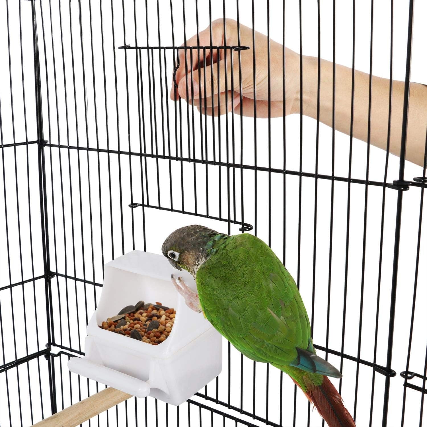 64'' Bird Cage, Open Top Parakeet Cage W/Slide-Out Tray, Feeders, Detachable Rolling Stand, Bird Cages for Parrot, Cockatiel, Budgie, Parakeets, Lovebird, Small Medium Birds