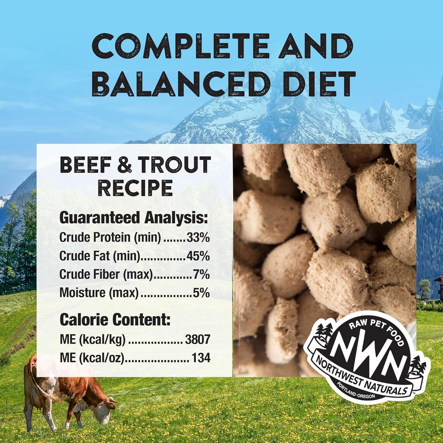 Freeze-Dried Beef & Trout Cat & Kitten Food, Bite-Sized Nibbles, Healthy, Limited, Human-Grade Ingredients, All-Natural, High-Protein Raw Diet, Complete & Balanced, Grain-Free 11 Oz