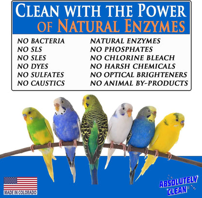 Amazing Bird Cage Cleaner and Deodorizer - Just Spray/Wipe - Safely & Easily Removes Bird Messes Quickly and Easily - Made in the US - Fragrance Free - 128Oz Gallon